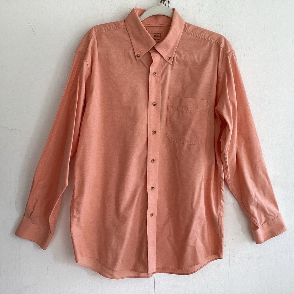 ll bean apricot traditional fit cotton oxford button down shirt Medium Reg GUC